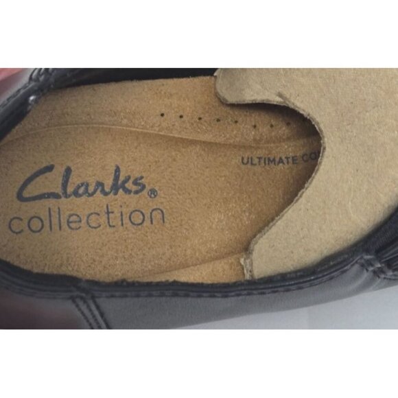 CLARKS Women's Emslie Warren black Leather Shoe Block Heel Side Zip size 8M - Picture 9 of 9